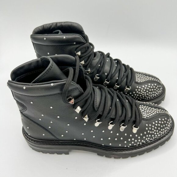 Valentino Garavani Black Rockstud Ankle Hiking Boots - Picture 2 of 12